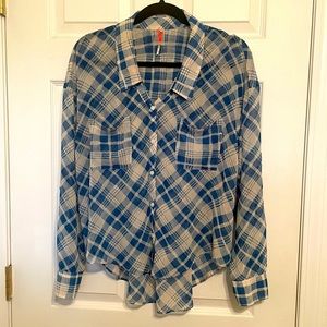 Free People Women’s Easy Riser Button Down Plaid Top